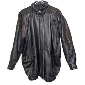 Braemar 80s Vintage Black Leather Feminine Biker Jacket Womens Small